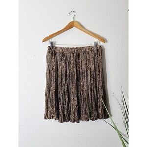 Anne Drayna Designs Sheer Skirt Women Large Brown Leopard Print Vintage Pleated